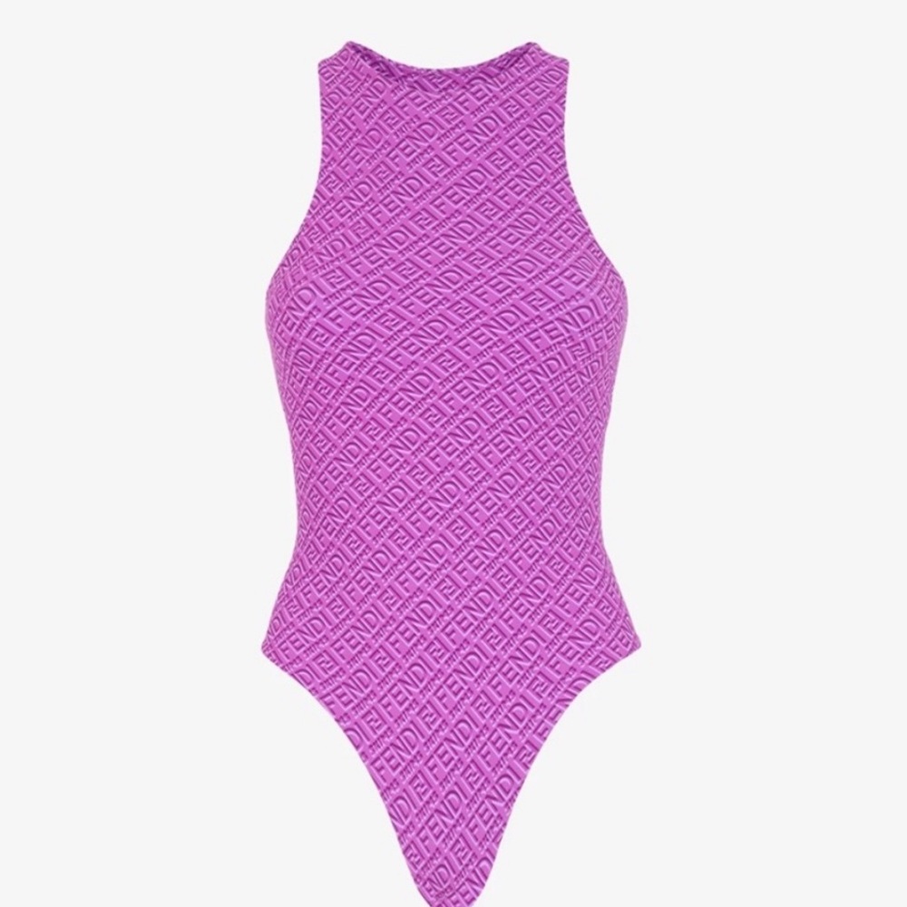 FENDI X SKIMS, Purple sleeveless thong bodysuit
